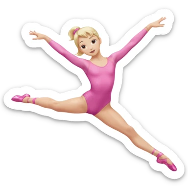 pink dancer-gymnast with blonde hair, leaping pose sticker