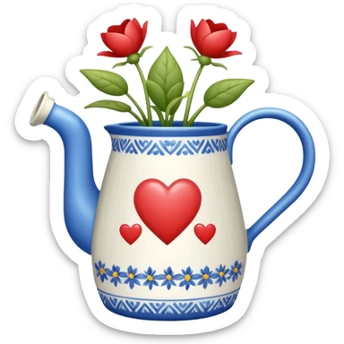 i want a watering jug with legs watering 3 plans in increasing height with hearts in the flowers sticker