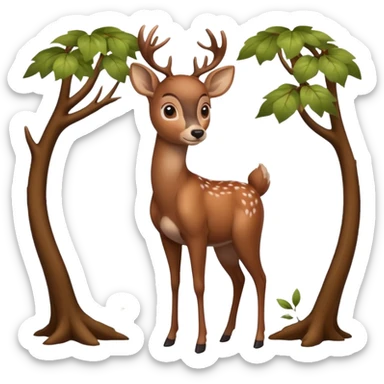 A gentle deer standing quietly under forest branches.











































 sticker