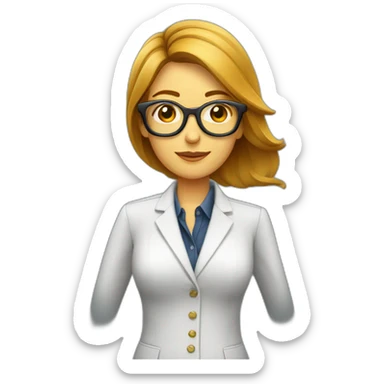 mujer agente inmobiliario de cabello rubio con lentes sticker