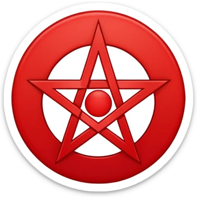 Inverted (point facing down), encircled pentagram, red. One circle, no additional colors. POINT FACING DOWN, not up. sticker