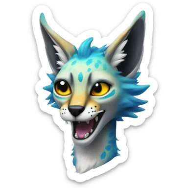 Epic Edgy Colorful ethereal eldritch Sergal-Serval-Fionbri sticker
