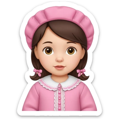 brunette baby girl traditional pink dutch clothes sticker