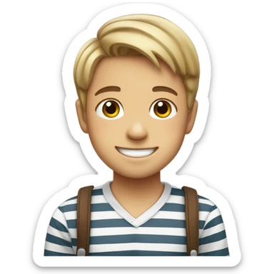 smiling boy in striped shirt sticker