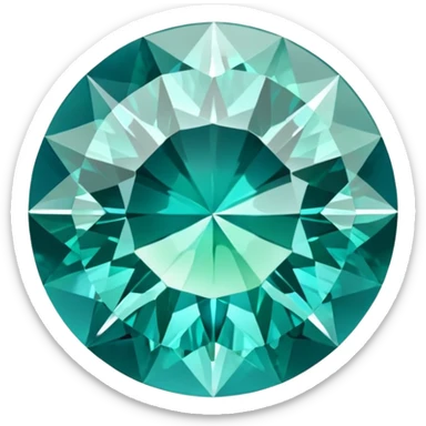 Round cut grandidierite gemstone with blue-green color and brilliant facets sticker