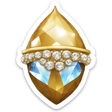 sparkling diamond Acorn, gold stem sticker