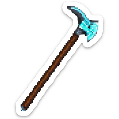 pixelated Minecraft diamond pickaxe with brown handle sticker