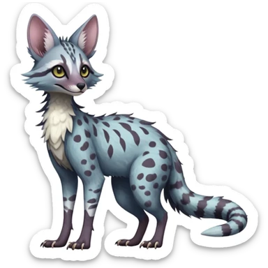 Feral Rare Fantasy dark pastel Vernid-Sergal-Genet-Trico-species by LiLaiRa, random markings, tufted tail, tufted ears, full body sticker
