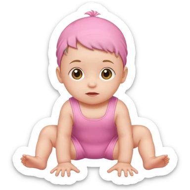 Baby in pink romper crawling sticker