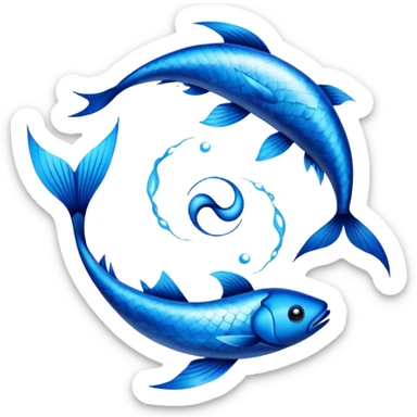 The zodiac symbol Pisces. Two fish in a “yin-yang” formation. sticker
