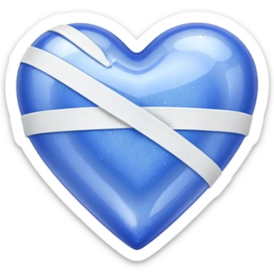 Periwinkle sparkly heart, glassy finish, with one white bandage wrapped around it, high resolution sticker