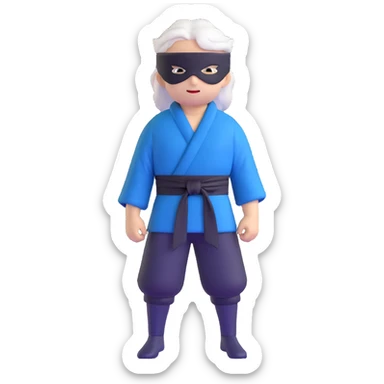 Satoru Gojo from Jujutsu Kaisen with white hair, blindfold, black and blue outfit, confident smirk sticker
