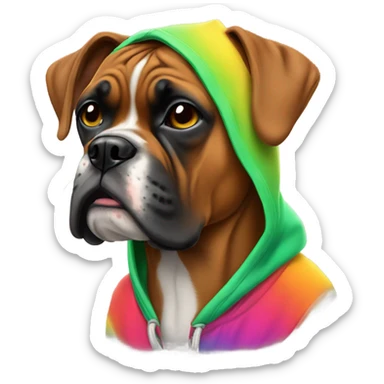 Boxer dog in hoodie sticker