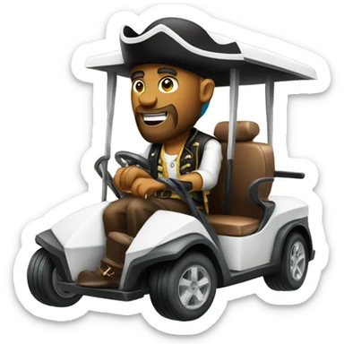 Pirate on a golf cart sticker