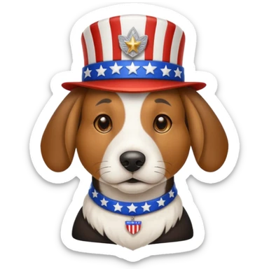 Patriotic Hound dog  sticker