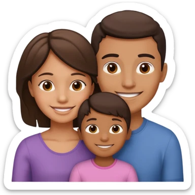 a young brown boy and a very little girl with their mother sticker
