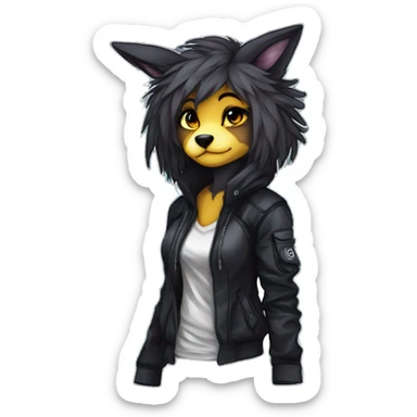 Edgy modern techwear anthro furry by Falvie, LiLaiRa, AngieWolf sticker