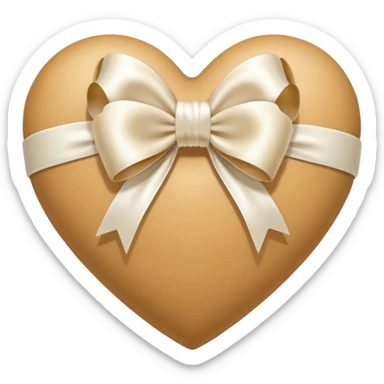 beige heart with white bow sticker