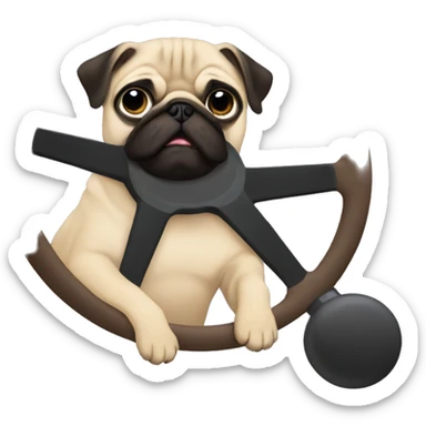 pug using a steering wheel that is a circle  sticker