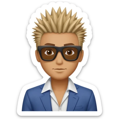 fair man with spiky hair with square shades sticker