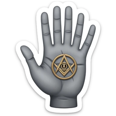 grey hand with an occult symbol on the palm sticker