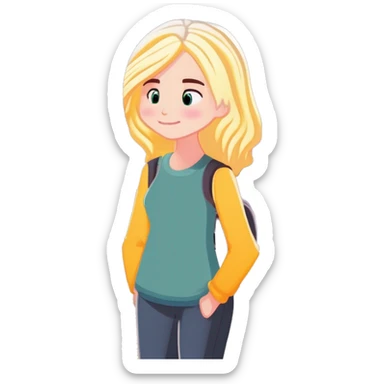 White teen blonde girl standing and thinking sticker