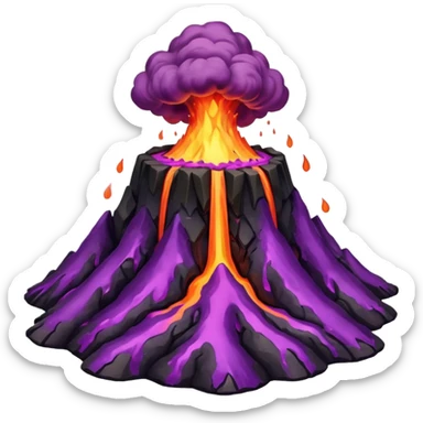 A volcano errupting woth pure purple lava sticker