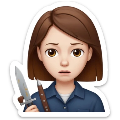 A person with a knife and looks worried  sticker