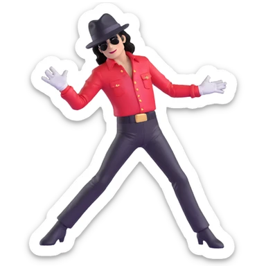 Michael Jackson iconic pop star wearing signature hat and glove, performing dance move pose 3 sticker