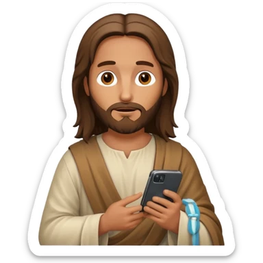 Jésus sur son téléphonesur son téléphone en train de le regarder sticker