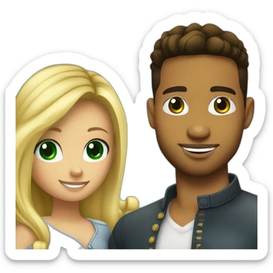 Romeo santos and blond girl green eyes hugging sticker