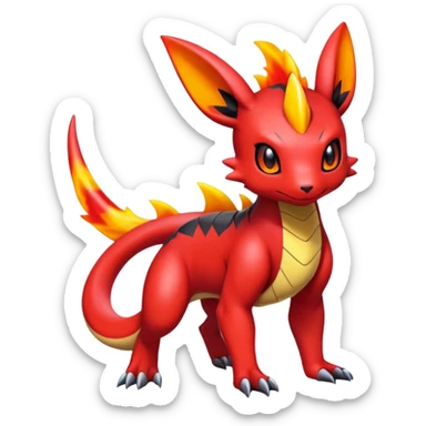 Cute Shiny Guilmon-Quilava-Salandit-Umbreon-Fakémon-hybrid-creature (full body)  sticker