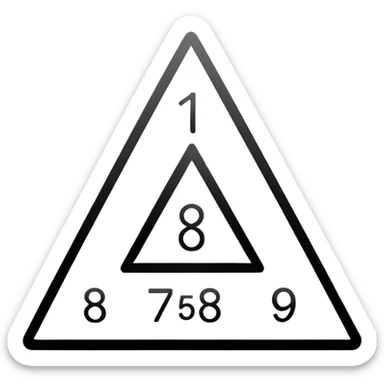 Minimalistic flat vector icon, iOS style, thin black contour on white background. Triangle with numbers inside, symbolizing equations. No text, no shadows sticker