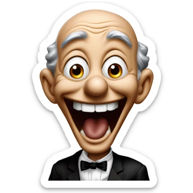 Laughing clever Oppenheimer in Uncle Scrooge style, oil paint, mysterious eyes, intricate lips, masterpiece pose, odd perspective, beautiful, desirable, logical sticker