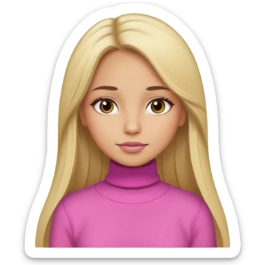 Mädchen mit blondem glattem sehr langem Haar und rosanen top und für den Winter und latina make up sticker