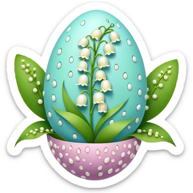 Easter egg with lily of the valley sticker