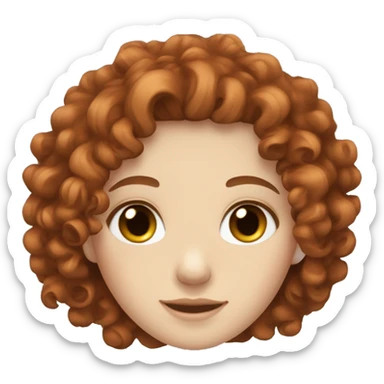 curly red to brown hair ,pale girl with hazel eyes sticker