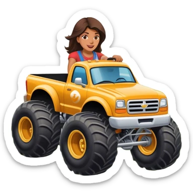 Mom driving a monster truck on a football f in a quarter mile turn left on Boulevard  sticker