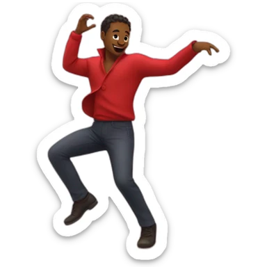Man dancing in a red puddle sticker
