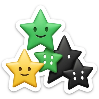 trois bandes superposées, une verte, une blanche et une noire. Sur la bande blanche figurent trois étoiles sticker