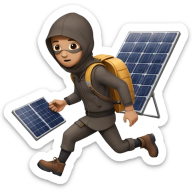 A thief is steal a solar panel sticker