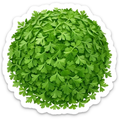 loose scatter of finely chopped dried parsley leaves with flat jagged shapes and soft matte texture, color ranges from bright to muted green, slight curl and crispness suggesting freshness preserved, no jar spoon or extras, just the herb, soft lighting, subtle shadows, emoji scale sticker