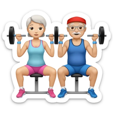 light skin grandma and grandpa work out at the gym and They have neutral colours of clothes sticker