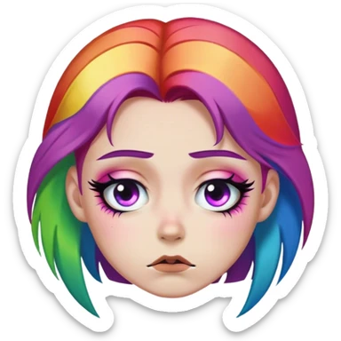 Woke overweight liberal crying with rainbow hair and bad makeup sticker