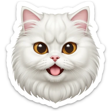 cinematic-adorable-big-eyed-fluffy-solid white-persian-cat-portrait-emoji,-head-tilted-playfully-with-a-cute,-exaggerated-yawn,-fluffy-solid white,-simplified-yet-irresistibly-cute-features sticker