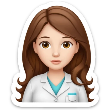 
"Pregnant woman with long brown hair and fair skin wearing a cosmetologist  whitw uniform."


 sticker