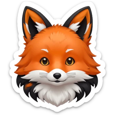 une tête de renard trop kawaii avec des poils noirs à la place des poils blancs sticker