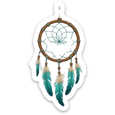 a hanging dreamcatcher with white background sticker