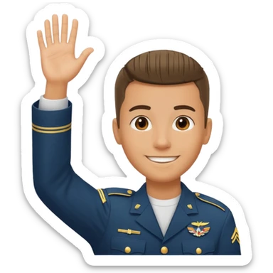 joven trigueno corte militar sonrisa bonita mano arriba sticker