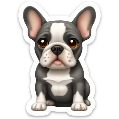 Dark grey French bulldog with brown tan sticker